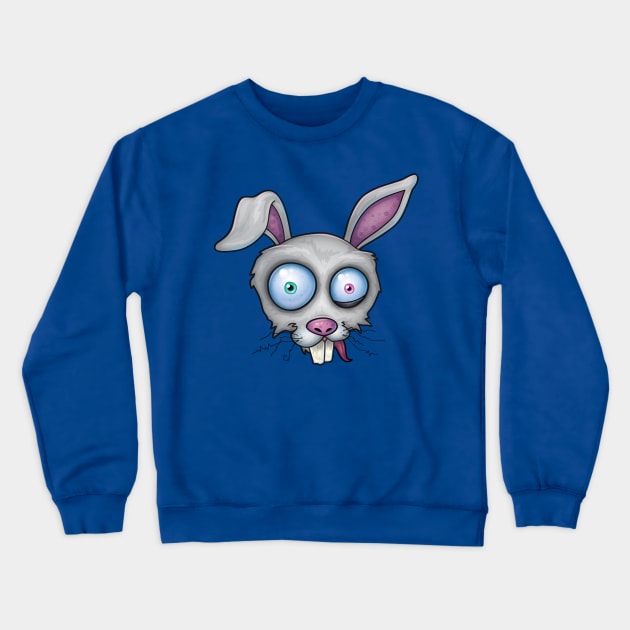 Crazy White Rabbit Crewneck Sweatshirt by fizzgig